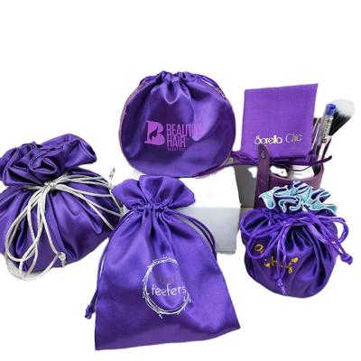 China Purple Custom Fancy Satin Pouch Jewelry Pouch Wig Pouch Satin Glasses Bag Satin for sale