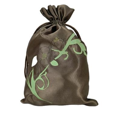 China Custom jewelry pouch large satin drawstring dust bag for hair / wig / bundles satin drawstring bag for sale