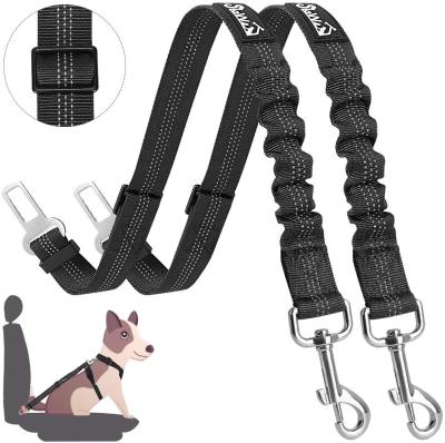 China 2 Pack Reflective Professional Safety Dog Headrest Bungee Pad Dog Leash Harness Vehicle Car Nylon Seat Belt for sale