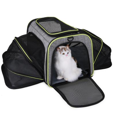 China Breathable Foldable Expandable Pet Carriers Bags Plastic Fiber Polyester Breathable Medium Small Pet Cages Carriers for sale