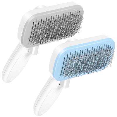 China Sustainable Pet Self Cleaning Pet Brush, Steel Wire Mold Slicker Broom Throw Grooming Tool Comb With Protect Cover Loose Hair Easy To Remove for sale