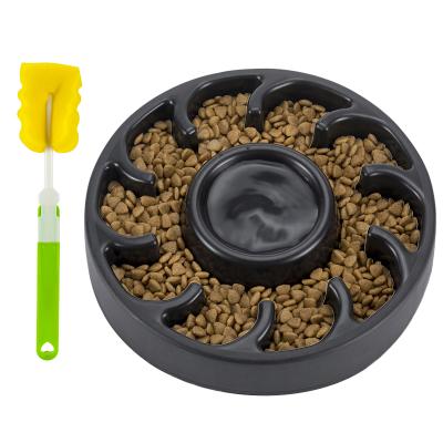 China Safety Sustainable Pet Slow Feeder Bowl With Clean Brush, Prevent Clogging And Bloating, Anti-Slip Plastic Water Container For Dogs, Cats for sale