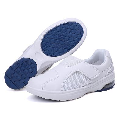 China New Styles White Women High Quality Anti-Static Magic Cushion Air Cushion Flat Nurses Shoes Females Slip On Blue Outsole USA Standard for sale