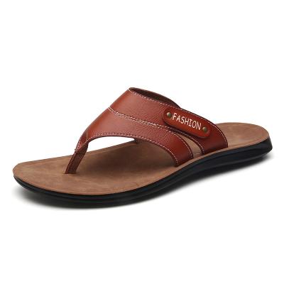 China NEW fashion trend designs genuine leather high arch flip flops for men best quality export cork insoles for sandals aliexpress size 46 47 big for sale