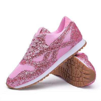 China Fashion Trend Fashion Women New Glitter No Name Brand Name Shoes Sports 2021 Sneakers Walking Flat Casual Factory Jinjiang for sale