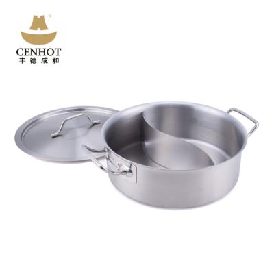 China Sustainable Stock Pot Stainless Steel Chinese Soup Pot Hot Pots With Divided for sale