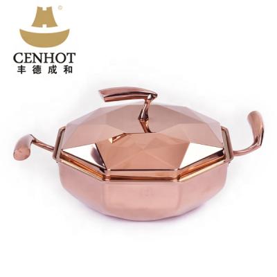 China Viable new style soup pot rose gold hotpot soup pots anti-scalding hot handle pot restaurant cookwares for sale