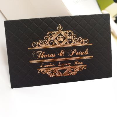 China Custom Modest Luxury Black Embossed Corporate Name Card Business Card Business Card With Gold Foil Stamping for sale