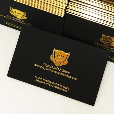 China Luxury Business Name Card Cardboard Design Gold Foil Printing With Gold Foil Edge Business Cards for sale