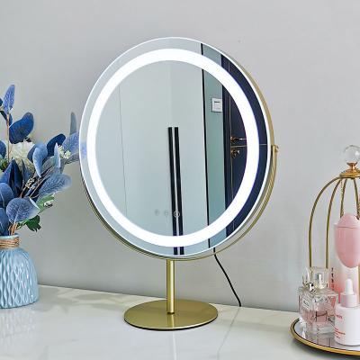 China Luxury High Clear Glass Lighted Beauty Cosmetics LED Makeup Lighted Mirror For Traveling Hand for sale