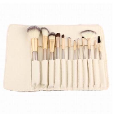 China Angular Blush New Style Hair Wood Handle Face Foundation Synthetic Eyeshadow Brushes Makeup Brush Set With PU Bag for sale