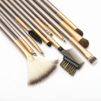 China Angular Blush Champagne Professional Wooden Handle Synthetic Hair Makeup Brush Set For Woman Make Up for sale