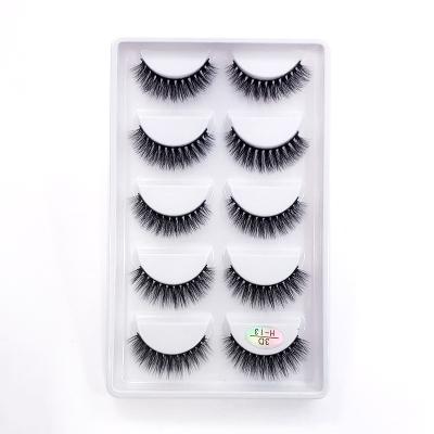 China Dramatic Handmade Full Strip 3D Eyelashes 5 Pairs Faux Mink Eyelashes for sale