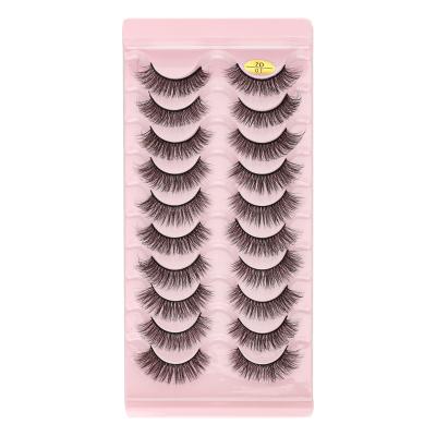 China Dramatic Full Strip 3D Handmade Eyelashes 10 Pairs Faux Mink Eyelashes Pack for sale