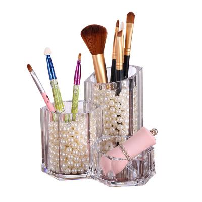 China Transparent Desktop Storage Box Makeup Shop Makeup Display Acrylic Makeup Brush Holder for sale