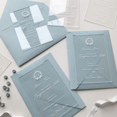 China Custom Durable Elegant Acrylic Clear Wedding Cards Acrylic Wedding Invitation Cards for sale