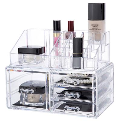 China Modern Acrylic Make Up Storage Box With Drawers Custom Box Acrylic Make Up Organizer for sale