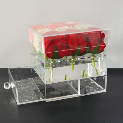 China China Supplier Customized Design Clear Acrylic Flower Box Viable Box For Flowers for sale