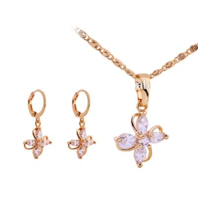 China Wholesale Trendy Fashion 18K Gold Plated Brass Jewelry Sets Bangkok Jewelry Set For Women for sale