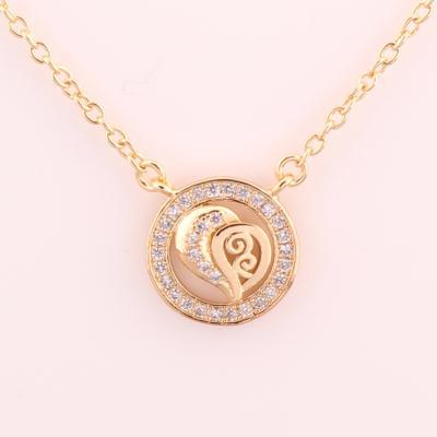 China TRENDY 18k Gold Plated Hollow Heart Pendant, White Zircon Stone Pendant, Pendants Necklace for sale