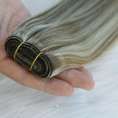 China 100% Silky Straight Wave 613 Blonde Hair Remy Double Drawn Machine Weft Hair Extensions for sale