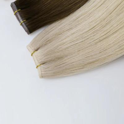 China European Remy Human Hair Ash Blonde Silky Straight Genie Custom Hair Weft Extensions New for sale