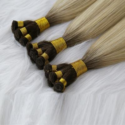 China Good And Cheap Handtied Silky Straight Hair Weft Curly Thick Straight Hair Extensions for sale