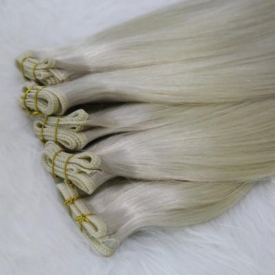 China 24inch #60 Gray Silky Straight Remy Flat Weft Hair Extensions Custom Size Keratin Human Hair for sale