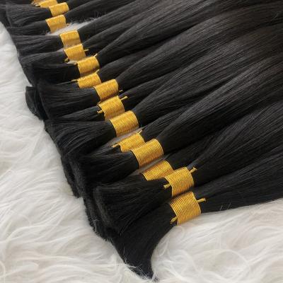 China Remy Woman Virgin Braiding Human Hair Double Drawn Hair Extension Natural Super Silky Straight Bulk Hair for sale