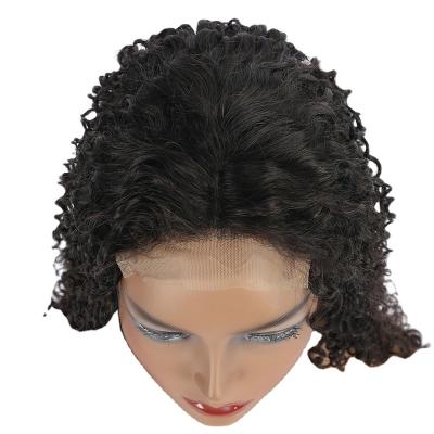 China Hd Natural Black Deep Wave Deep Wave 4x4 Brazilian Lace Front Human Hair Wig Right Hand Tied for sale