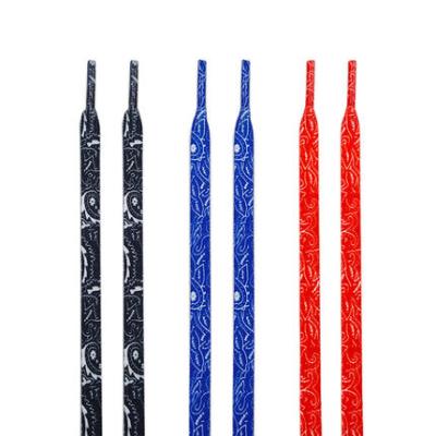 China Flat High Quality Custom Printed Logo Polyester Shoelaces For Convers Shoes for sale