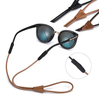 China Custom Eyewear Eyewear Glasses Retainer Leather Cord Holder Adjustable Leather Strap for sale