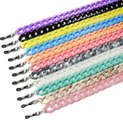 China Leather Multi Color Eyewear Retainer Beads Acrylic Glass Necklace Strap Holder Sunglasses Chain for sale