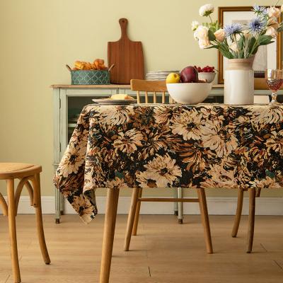 China Luxury Decoration Morocco Jacquard Table Cover Oil Painting Table Cloths Polyester Gift Style Pastoral Table Cloth for sale