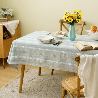 China Decoration Modern Design Hollow Striped Table Cloth Custom Polyester Table Clothes Cotton Linen Table Cover for sale