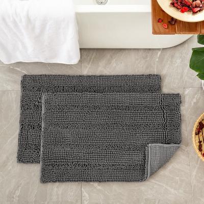 China Mulan Chenille Bath Mat Water Absorption Rugs Thick Fabric Mat Solid Splice Modern Style Washable Design Decoration Customize for sale