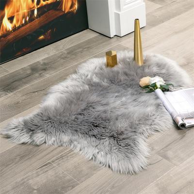 China Mulan Shape Washable Custom Soft Animal Solid Faux Fur Mat Arc Rug Classic Luxury Classic Floor Mat for sale