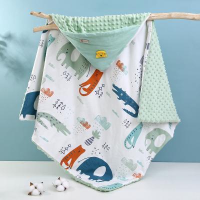 China Wholesales Cotton Anti-static Cute Infant Cartoon Printed Blanket Wrap Baby Newborn Soft Blanket for sale