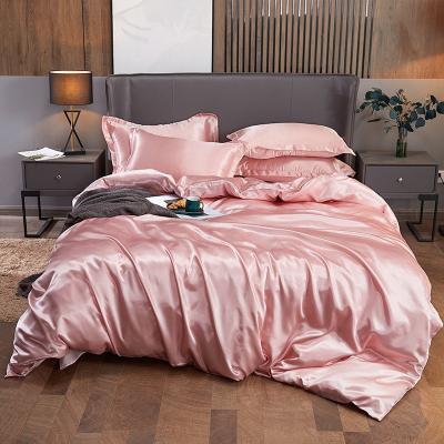 China Nondisposable Luxury Duvet Wedding Sets Soft Soft Silk Bedding Sets Satin Polyester Customized Bedspread for sale