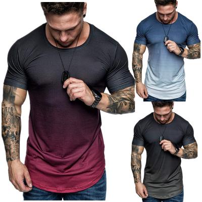 China Anti-pilling anti-pilling new summer European and American style 3d Digital gradient printing round neck loose casual T-shirt men's short-sleeved clothing for sale