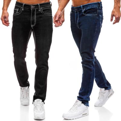 China 2022 viable street style men's European and American basic pure color simple jeans male plus size casual fashionable denim pants for sale