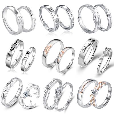 China TRENDY Ladies S925 Silver Jewelry Adjustable Ring Set Custom Fashion Women Couples Eternity Band Rings for sale