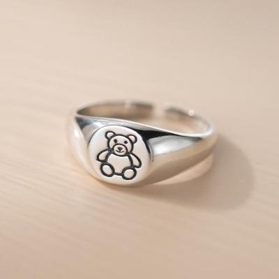 China FASHIONABLE Ring 925 Sterling Silver Simple Lovely Thai Bear Design Silver Shiny Ring for sale