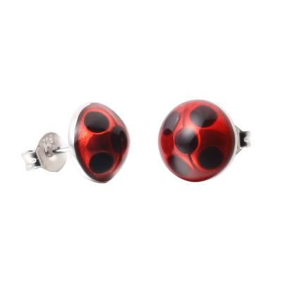 China 100% 925 Sterling Silver Cute Earrings Girls Silver Jewelry Newest Ladybug Spring Earrings Handmade Stud Earrings for sale