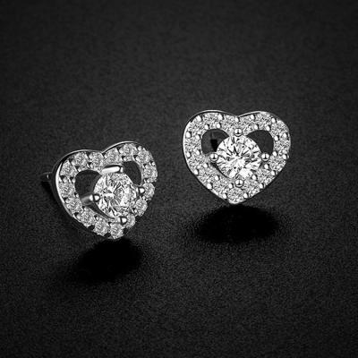 China New Trendy Korean Student Heart Shaped Design Earrings S925 Sterling Silver Edition Fashion Simple for sale