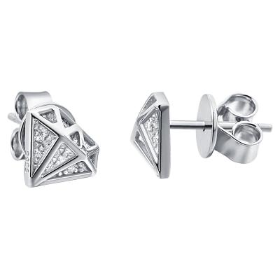 China Anti-Allergy Unique Design Sterling Silver Diamond Stud Earrings Party Trendy Bridal Jewelry for sale