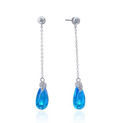 China 925 Sterling Silver Trendy Big Zircon Trendy Silver Tassel Earrings Drop Earrings for sale