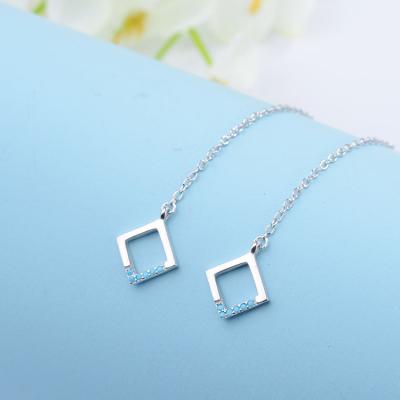 China Fashion CLASSIC 925 sterling silver earring designs new style long square zircon drop earrings for women for sale