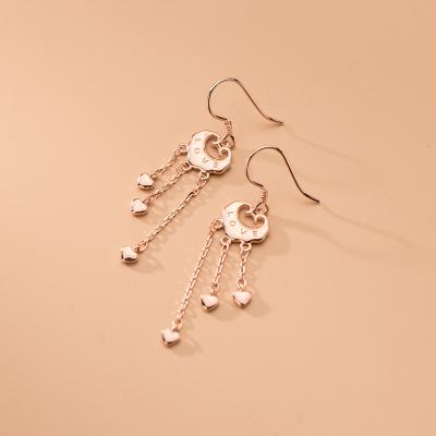 China 925 Sterling Silver FASHIONABLE Love Tassel Retro Long Lasting Simple Lock Earrings Female Earrings for sale