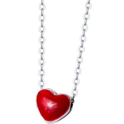 China 100% Handmade Red Heart 925 Sterling Silver Necklaces For Girls for sale